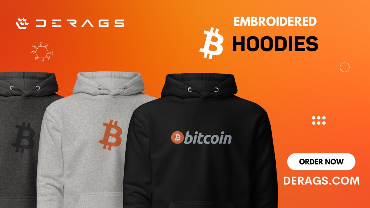 More than just warm and cosy, our embroidered #bitcoin hoodies have everything it takes to become your favorite 🔥 derags.com #bitcoinmerch