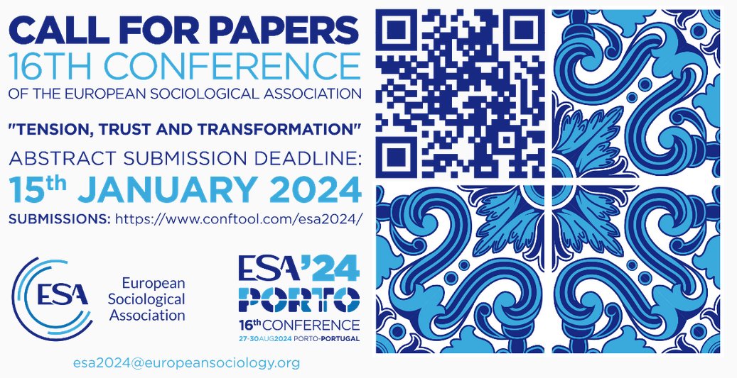 📢Call for our Research Stream "Enacting solidarity and citizenship across social fields and scales" at the 16th European Sociological Conference in Porto, Portugal (27-30 August 2024)

Abstract submission by 15 January 2024: conftool.com/esa2024by

europefrombelow.net/events-2/