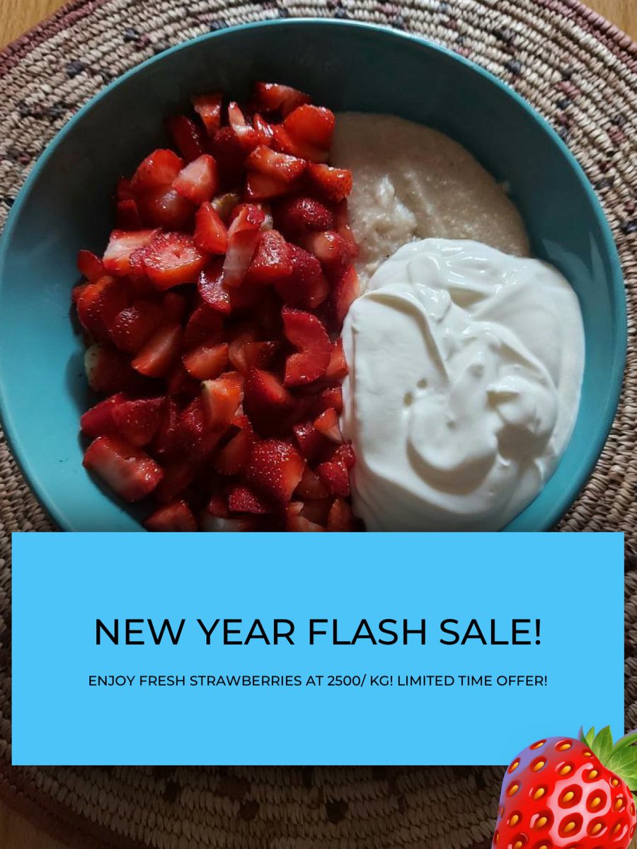 lois_bewaran's tweet photo. New Year Flash Sale! Enjoy fresh strawberries at 2500/ kg!
Limited time offer!
Delivery available to Abuja, Lagos, Port Harcourt, Kaduna, and Kano.#agroerrands https://t.co/uAlFzpRtIO