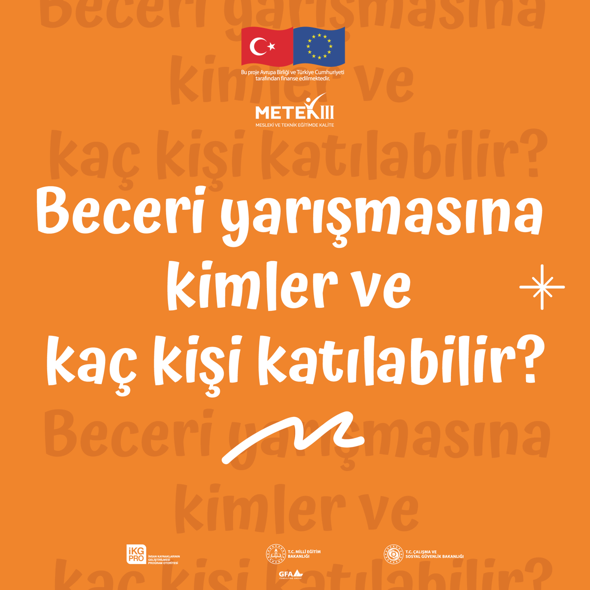 metekprojesi's tweet photo. 1️⃣"Okulum Mesleğim, Eğitimim Geleceğim" beceri yarışmasına METEK Projesi pilot okulları katılım sağlayabilir. Her pilot okulumuzdan beş öğrenci ve bir danışman öğretmen başvuru yapabilir.

🔗 Detaylı bilgi için takipte kal!

@tcmeb @EUDelegationTur @IKGPRO @csgbakanligi https://t.co/39g5mcQQeZ