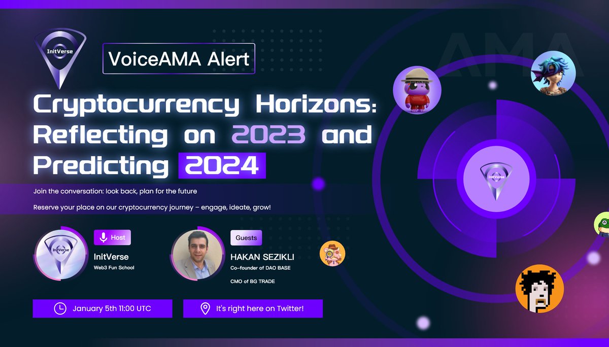 🚀 Join us for a special Twitter Spaces AMA session! 🎙️Guest: @hakan_sezikli 📅Date: [January 5th] ⏰ Time: [UTC11:00] 🌐Theme: 'Review of 2023 and Outlook for 2024' 🔗Visit: twitter.com/i/spaces/1DXxy… Let’s dive into the last year’s key moments in the cryptocurrency market and…