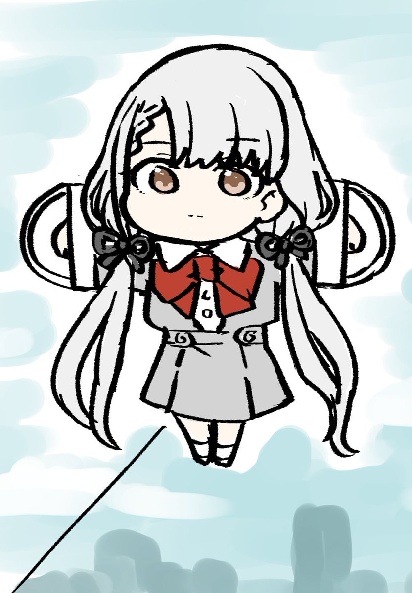 hisakawa nagi 1girl solo grey hair twintails braid brown eyes chibi  illustration images