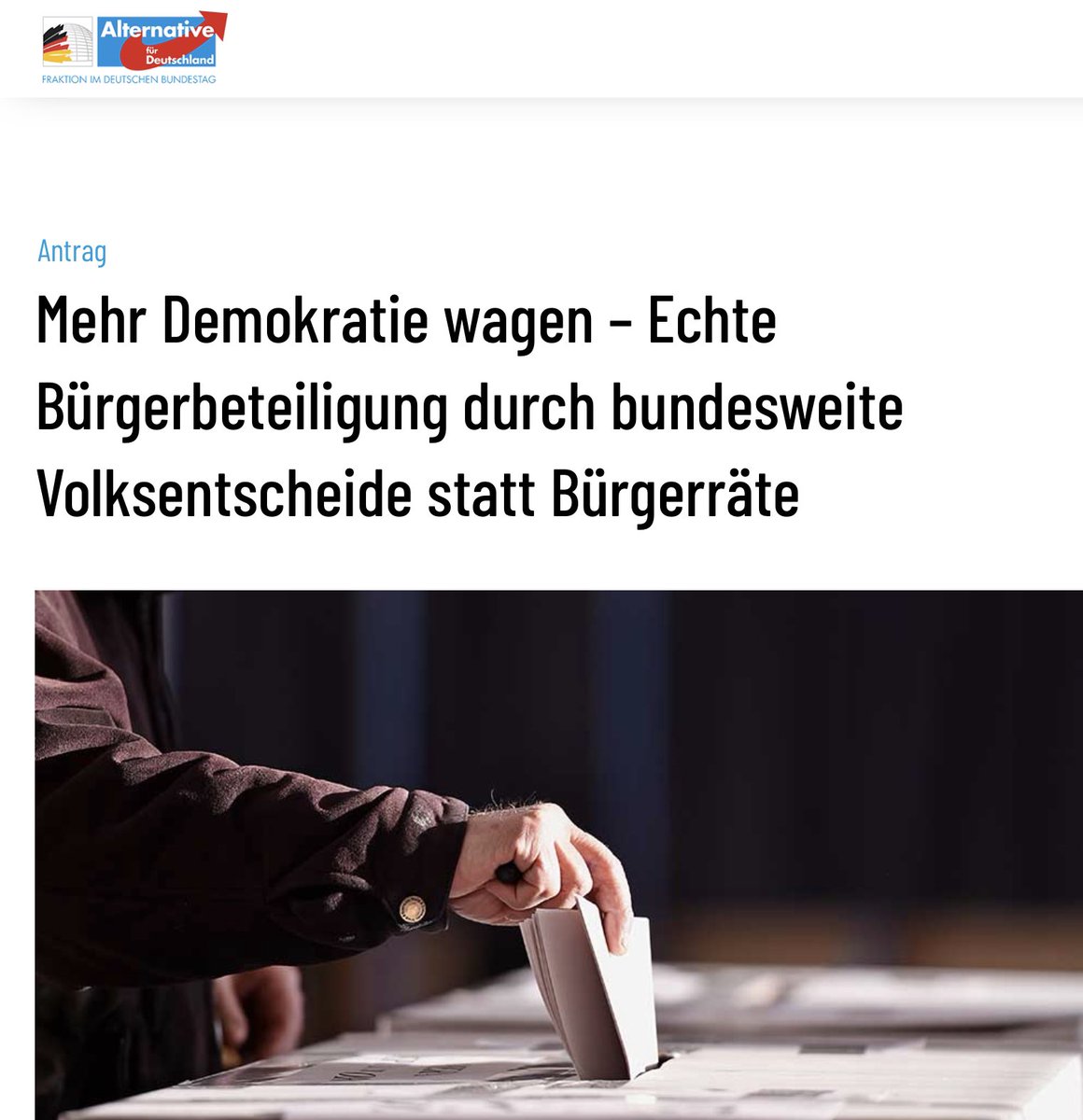 ‼️BUNDESWEITE VOLKSENTSCHEIDE‼️ DAS WILL DIE AFD Ihr Antrag wurde natürlich im Deutschen Bundestag von den angeblich so demokratischen Fraktionen abgelehnt. Davor fürchten sie sich nämlich. Das Volk soll draußen gehalten werden.