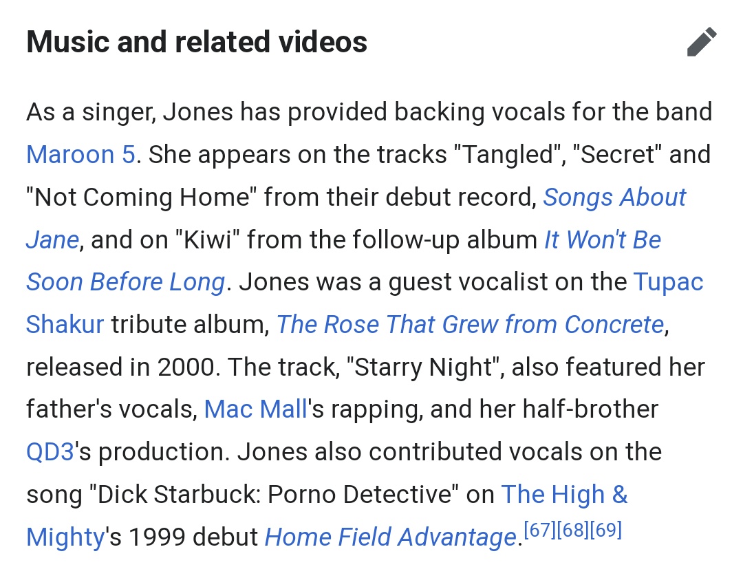 Did everyone know that Rashida Jones provided backing vocals for Maroon 5's Songs About Jane.....