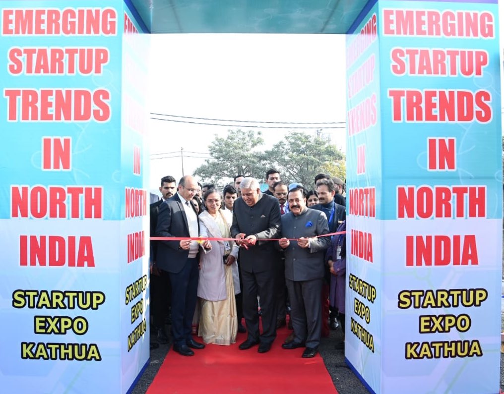 VPIndia's tweet photo. Hon'ble Vice-President, Shri Jagdeep Dhankhar inaugurated the Biotech Startup Expo on “Emerging Startup Trends in North India” in Kathua, Jammu &amp; Kashmir today. @DrJitendraSingh @DBTIndia @BIRAC_2012 https://t.co/tBZ5ShrDzP