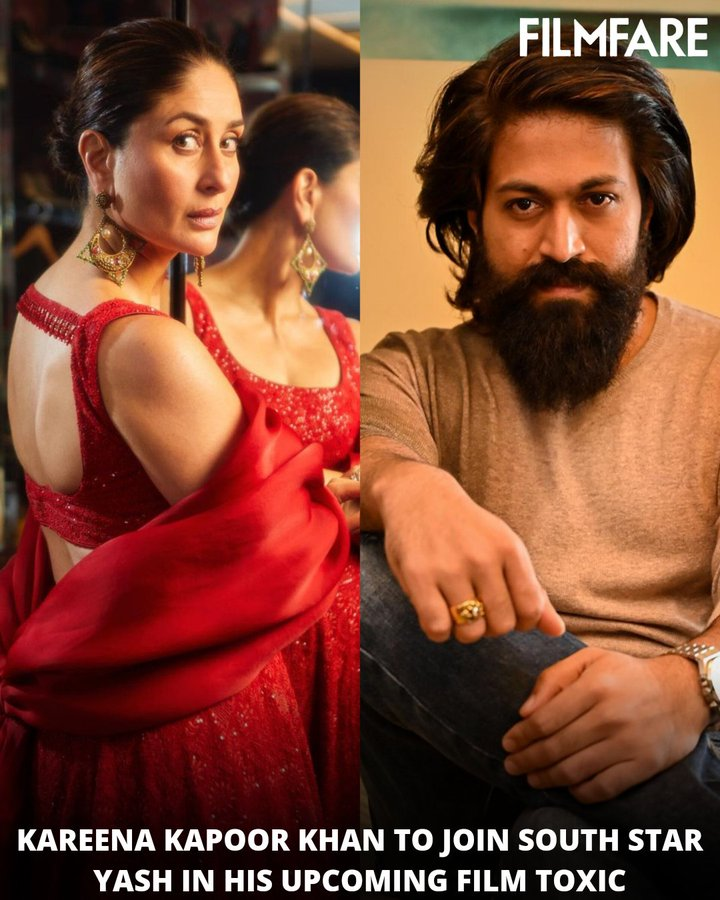 #FilmfareExclusive: According to our sources, #KareenaKapoorKhan is all set to mark her first collaboration with #KGF star #Yash for his upcoming film #Toxic. 🎬✨

#AmalaPaul #QaziFaezIsa #TamilCinema #PriyankaChaharChoudhary #ZahidNihari #Eagle #Kohli #KatrinaKaif #MaheshBabu