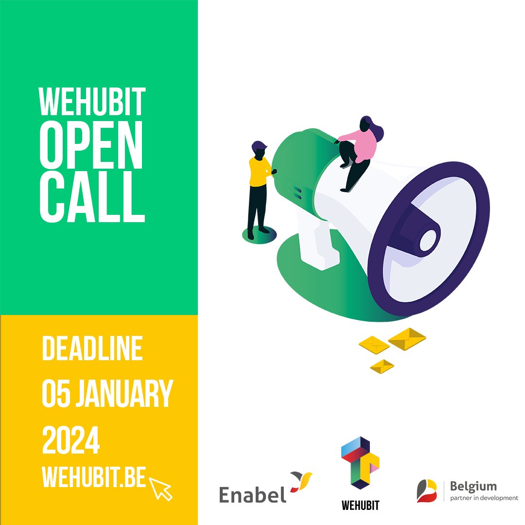 Enabel_Belgium's tweet photo. ⌛Only 2 days left to apply for our #Wehubit call for Proposals! 

Are you a public institution or a non-profit actor looking to scaling up your own digital solution? Have you started your application and not yet submitted it? It's not too late.

👉 https://t.co/Amb0jr6NG8 https://t.co/JAr4v28In9