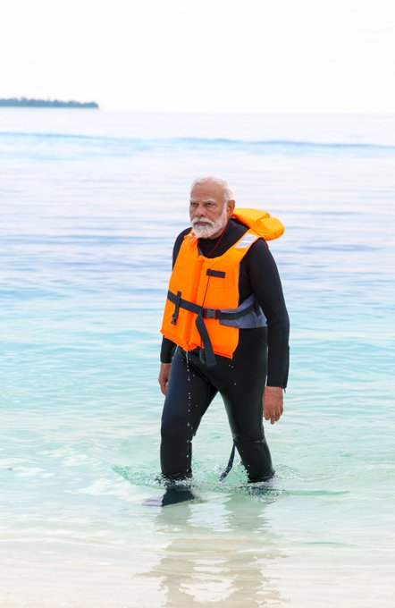 PM Modi tweets, 'For those who wish to embrace the adventurer in them, Lakshadweep has to be on your list. During my stay. I also tried snorkelling - what an exhilarating experience it was'