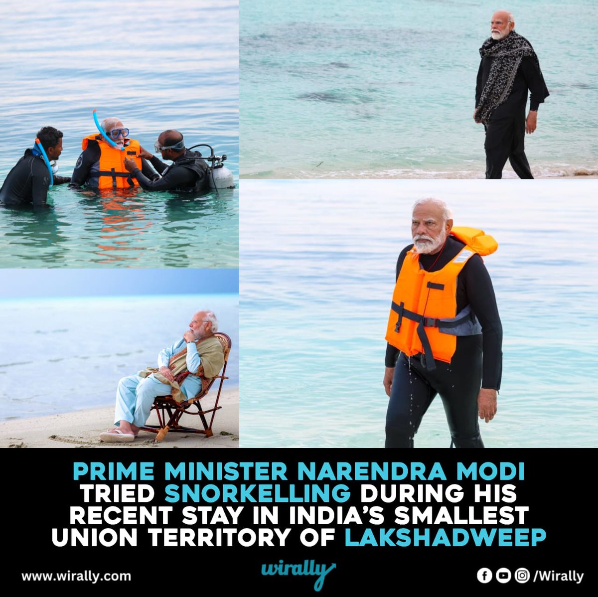 PM Modi explores the vibrant underwater world with a snorkeling adventure in Lakshadweep. #Modi #NarendraModi