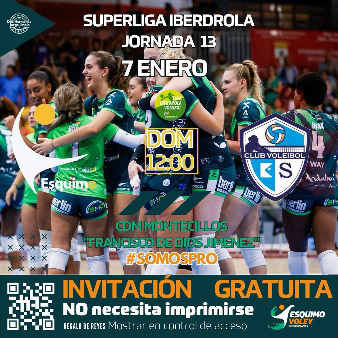 CAVEsquimo's tweet photo. 🏐 ¡REGALO DE REYES! | Este DOMINGO jugamos en casa un importante partido frente a CV Kiele Socuéllamos y presentando esta invitación podrás ACCEDER GRATIS al encuentro 

⏰ Domingo 7 de enero - 12.00 horas 
⚔ CV Kiele Socuéllamos
📍 Pabellón Francisco de Dios (Los Montecillos) https://t.co/sXzqI9xm1o