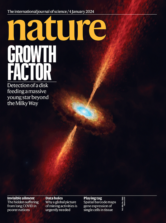 Front cover 🤩

nature.com/nature/volumes…

#naturemagazine #magazinecover #science #research #star #massiveyoungstar #largemagellaniccloud #GalaxyS24series 
<a href="/Nature/">nature</a>