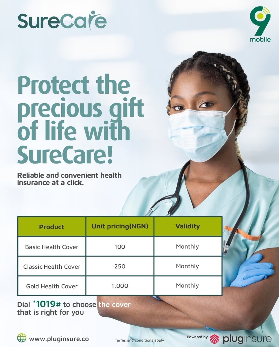 Not feeling well and wondering how to navigate the hospital bills? Get on the 9mobile network and enjoy #9mobileSureCare by dialing *1019# to enjoy varying pocket friendly health care services