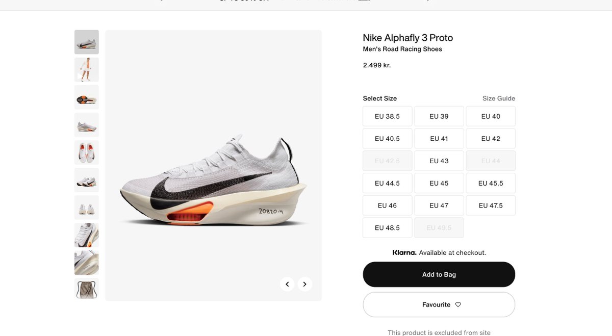 nike alphafly size chart