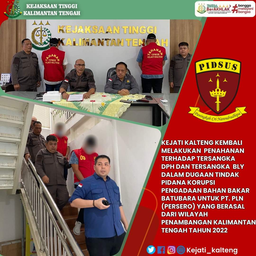 kalteng_kejati's tweet photo. KEJATI KALTENG MELAKUKAN PENAHANAN TERHADAP TSK. DPH DAN TSK BLY DALAM DUGAAN TPK PENGADAAN BAHAN BAKAR BATUBARA UTK PT. PLN (PERSERO) YANG BERASAL DARI WIL. PENAMBANGAN KALTENG THN 2022
@KejaksaanRI
#kejaksaanri
#jamintel
#puspenkumkejaksaanri
#JaksaProfesionaL https://t.co/fsrSWzTgQJ