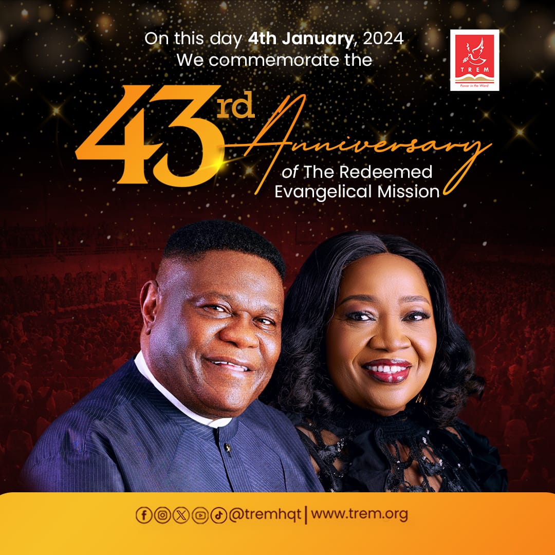ImpactTvh's tweet photo. @tremhqt
The Redeemed Evangelical Mission (TREM) is 43years! 

☑️43 Years of Grace!

☑️43 Years of the demonstration of God’s love!

☑️43 Years of experiencing the Power in the Word of God!

43 Years of Leadership empowerment https://t.co/P6HiMryABo