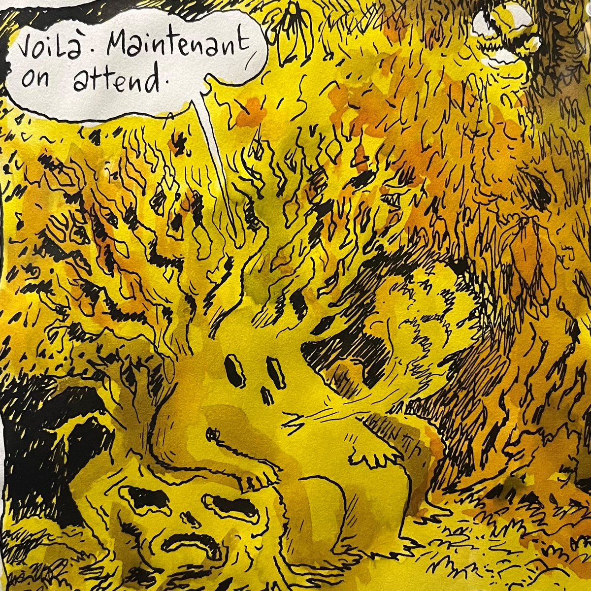 N'attendez pas le 12 mai pour visiter l’#expoSfar !
📷 Joann Sfar (scénario et dessin), Sandrina Jardel (scénario), #GrandVampire, t. 6 : "Le peuple est un #Golem" 2005 © #JoannSfar/@DelcourtBD