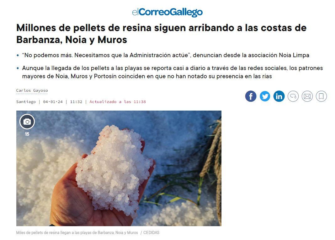 Isto está sucedendo en Ribeira, Porto do Son, Carnota, Muros... Onde están o goberno do Estado e a Xunta cando se lles precisa?  

Son os Concellos os que están asumindo sós este problema, actuando sen axuda nin colaboración ante este desastre ambiental. É inadmisible.

🗞️