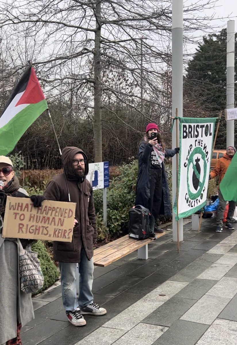 Pro-Palestine protestors from Bristol’s Stop the War Coalition have found the location of Keir Starmer’s speech and are chanting at the door: “Keir Starmer you can’t hide, you’re supporting genocide”