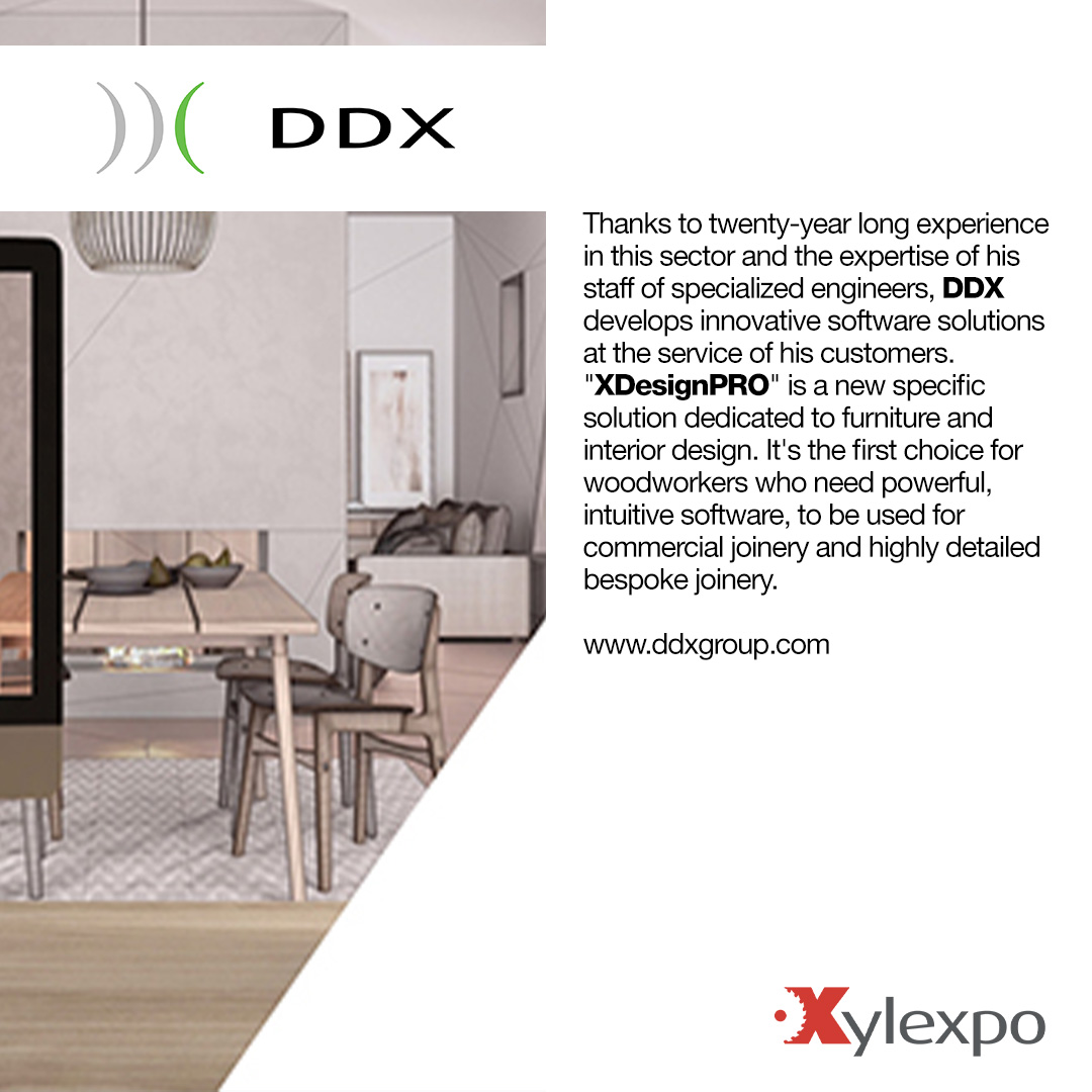 Xylexpo is approaching. The exhibition, scheduled at Fieramilano-Rho from 21 to 24 May, will present the best of #companies and #technologies for the #wood-#furniture supply chain. Today we introduce DDX, developing #software #solutions for furniture and interior design.