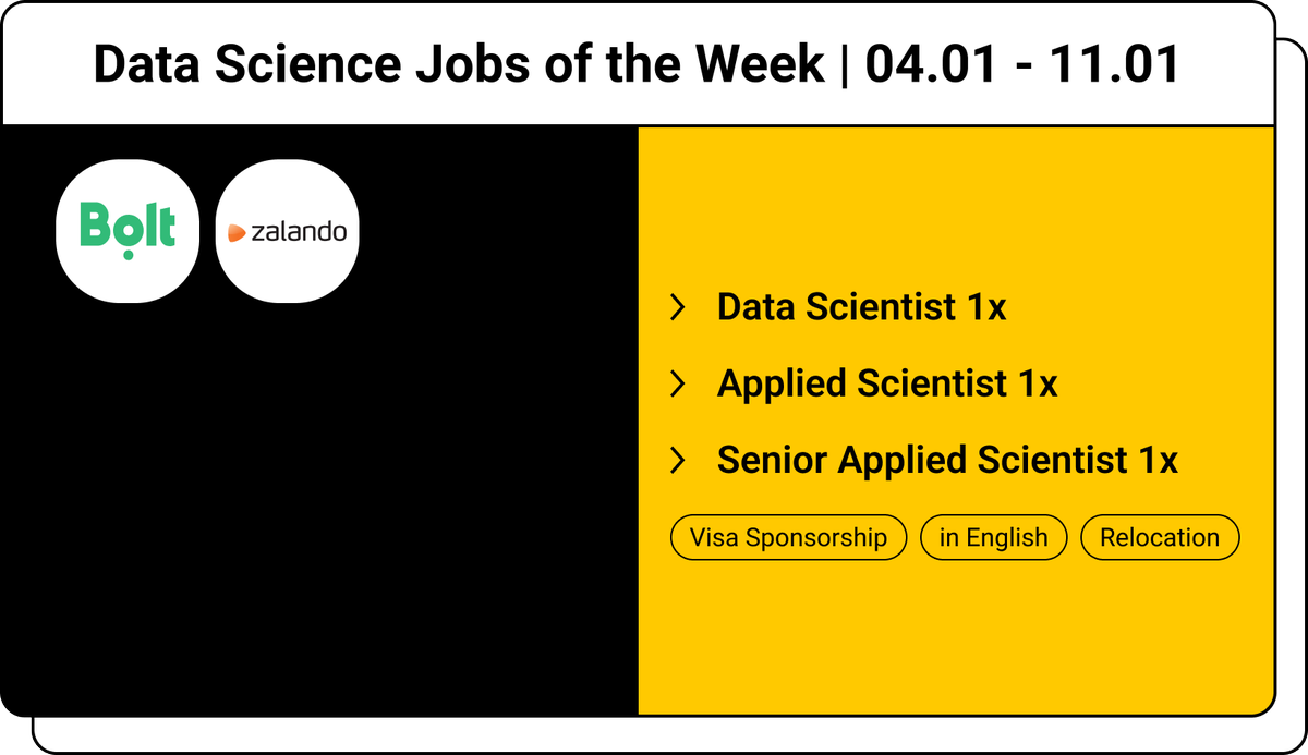 datajob_io's tweet photo. Hey guys👋

This week we are publishing several cool jobs in Data Science in📍Germany (w/ visa sponsorship) from previous weeks:

- @boltapp (mobility)
- @Zalando (e-com)

Check and apply: https://t.co/0ApUic58ui https://t.co/yhbRsah6JI