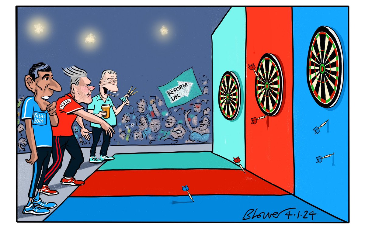 blowercartoons's tweet image. Telegraph cartoon 4.1.24 #LukeLittler #darts #dartswc2024 #GeneralElection2024 @Telegraph