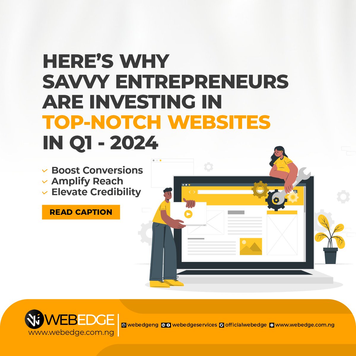OfficialWebedge's tweet image. In Q1-2024, forward-thinking entrepreneurs are strategically investing in high-caliber websites.
To elevate your brand, captivate audiences, and stay ahead in the digital landscape, having a fully functional is a MUST in Q1, 2024.
#webedge #webdesignpro Go to Binance | Funke