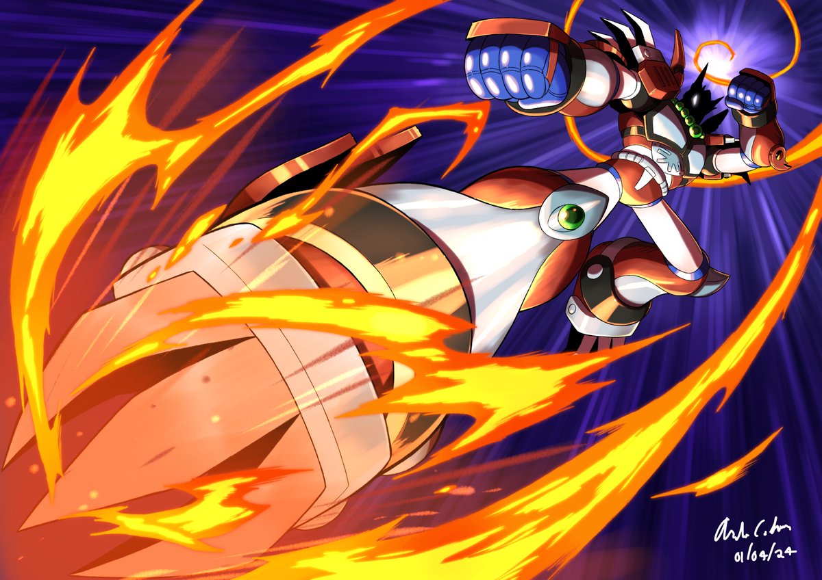 ArmandoSionosa's tweet photo. Mega Man X4 - Magma Dragoon ( Kyūkōka )

I just wanted to draw something reminiscent of the Gunbuster's Super Inazuma Kick. Also for Year of the Dragon. 

#MegaManX  #ロックマンX https://t.co/Kp8UrJPdSq