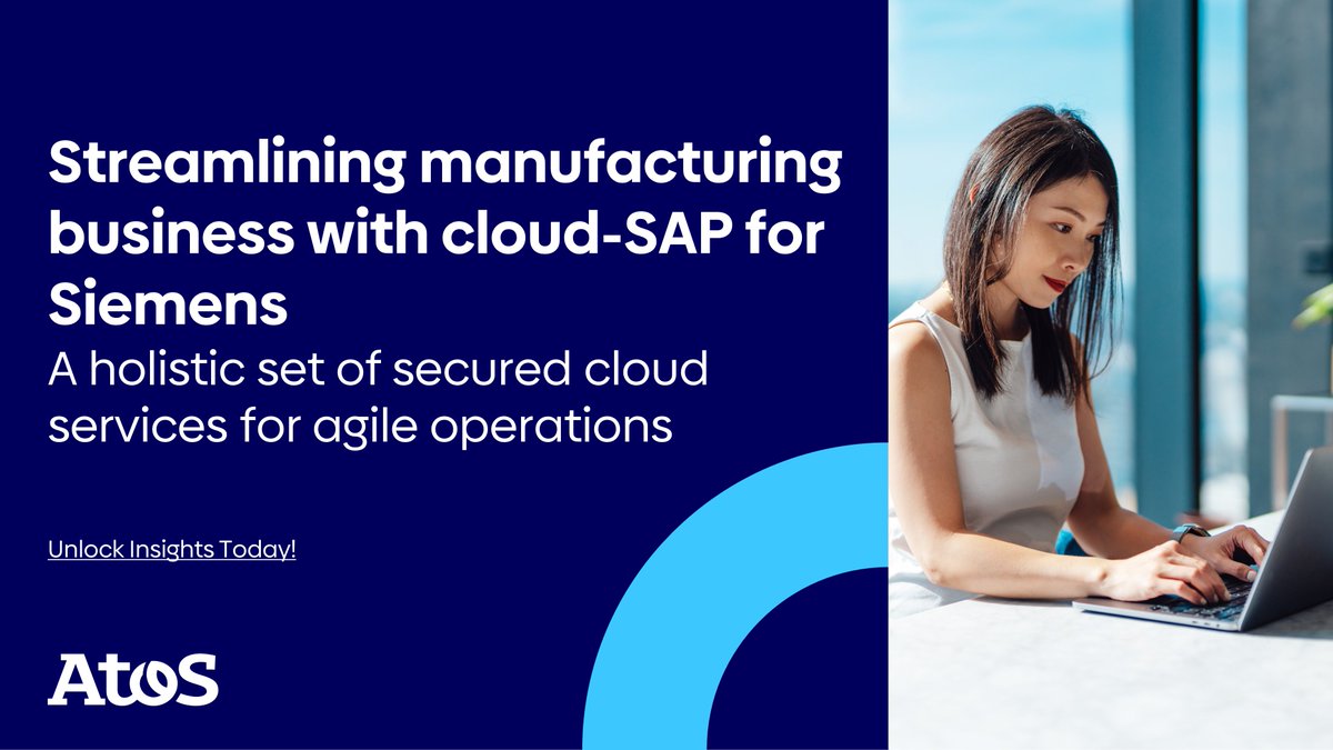 Atos's tweet photo. 🚀@Siemens &amp; Atos transform manufacturing with streamlined operations in our latest case study! 

Achieve 99.99% data durability, 9TB SAP HANA databases, 90% faster service expansion, and 25%+ cloud efficiency.
🔗 Discover more ➡️ https://t.co/1voBsJO71D 
#Cloud #AWScloud https://t.co/1rFDdh686c