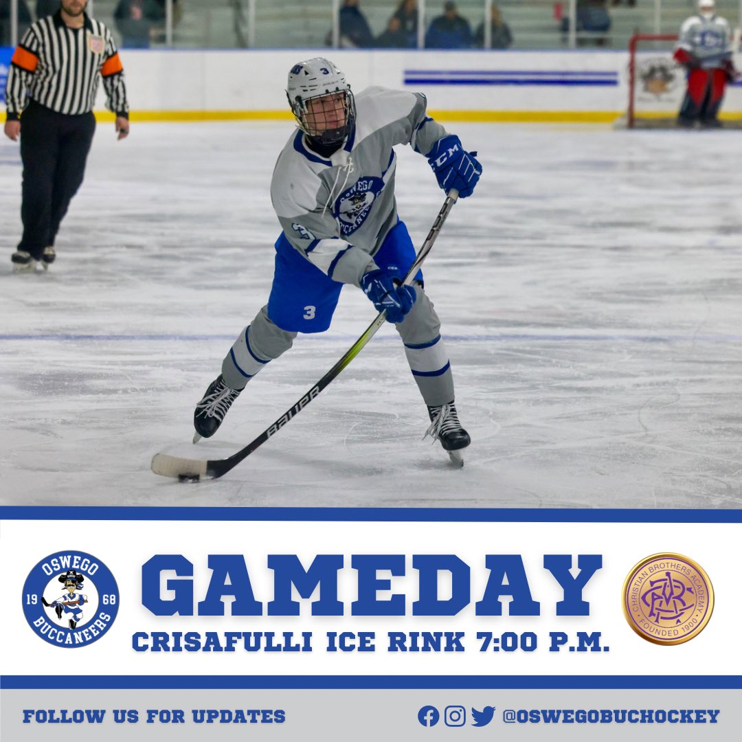 OswegoBucHockey's tweet photo. 🚨GAMEDAY! The Bucs kick off 2024 hosting CBA for a league game tonight at The Fort. Puck drops at 7:00 P.M. Let's Go Bucs! 🏴‍☠️ #BucPuck #OswegoHockey #NYSPHSAA #Section3 #FillTheFort https://t.co/S22rgiQY8d