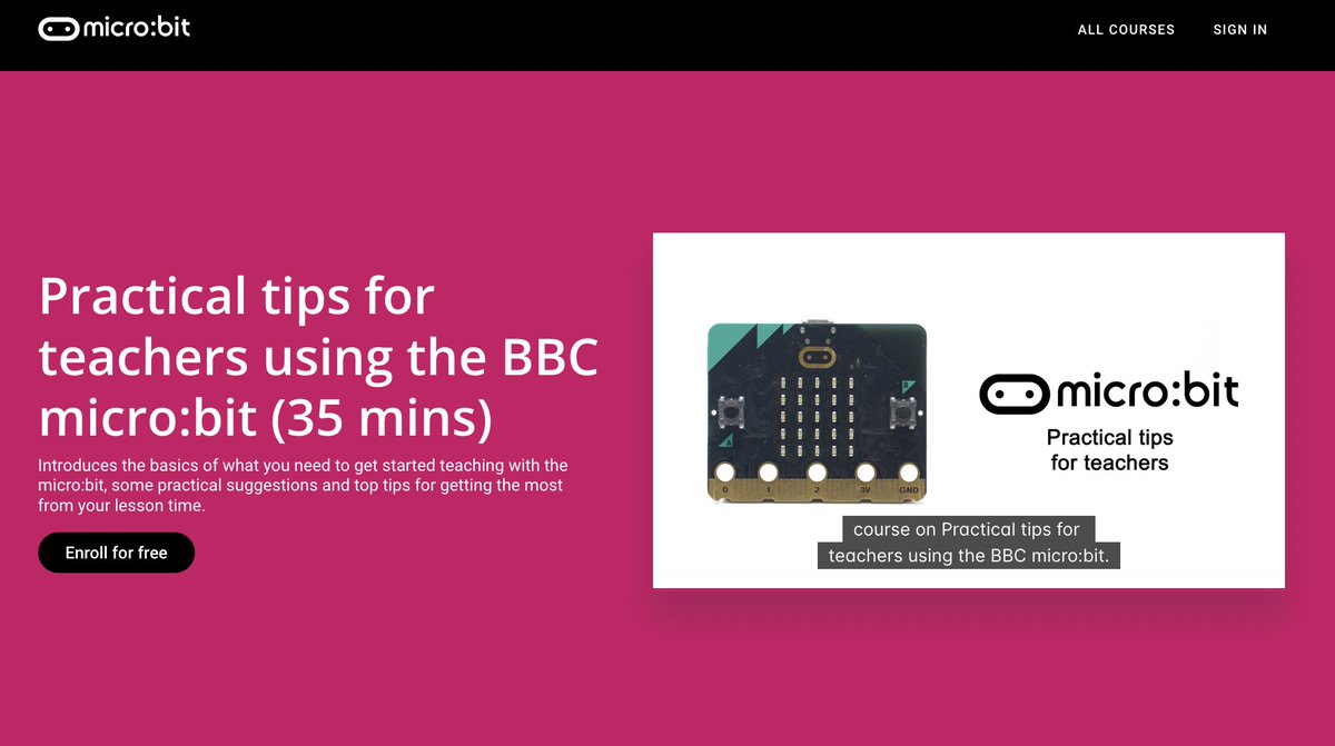 👩‍🏫Want to use the micro:bit this school term? 
👉Take this short professional development course in just 35 minutes ⏰
✨Get practical suggestions &amp; top tips for getting the most from your lesson time.
🆓 Enrol for free! 👇 microbit.thinkific.com/courses/practi…
#microbit #coding #freeresources