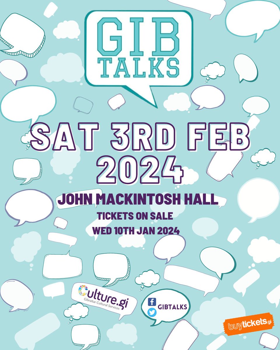 GibTalks 2024 Tickets on sale as from this Wednesday 10thJanuary on buytickets.gi #gibtalks #visitgibraltar #gibculture