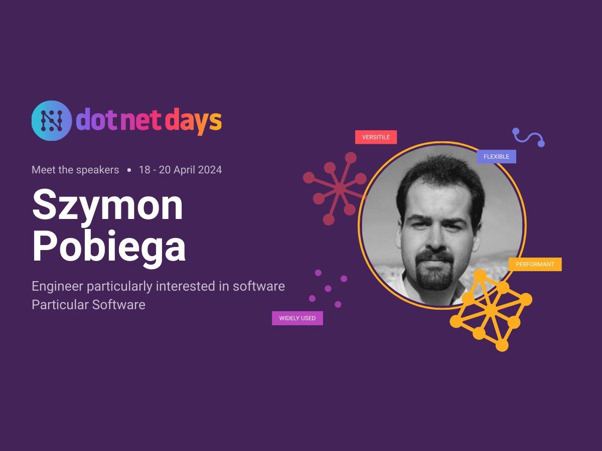 🚀 We are delighted to welcome back @SzymonPobiega to #dotnetdays 😍

Discover his workshop 👉 dotnetdays.ro/workshops/buil…
Grab your ticket 👉 dotnetdays.ro

#SzymonPobiega #NServiceBus #DomainDrivenDesign #asynchronousmessaging #technologyconference #dotnet #DDD