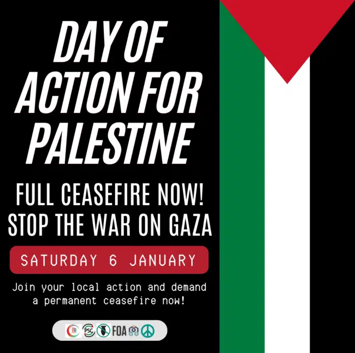 CFGN stands in unequivocal and ongoing solidarity with Palestinians in their struggle for liberation from occupation, apartheid and genocide. Join the day of action on 6th Jan wherever you are: palestinecampaign.org/events/day-of-…