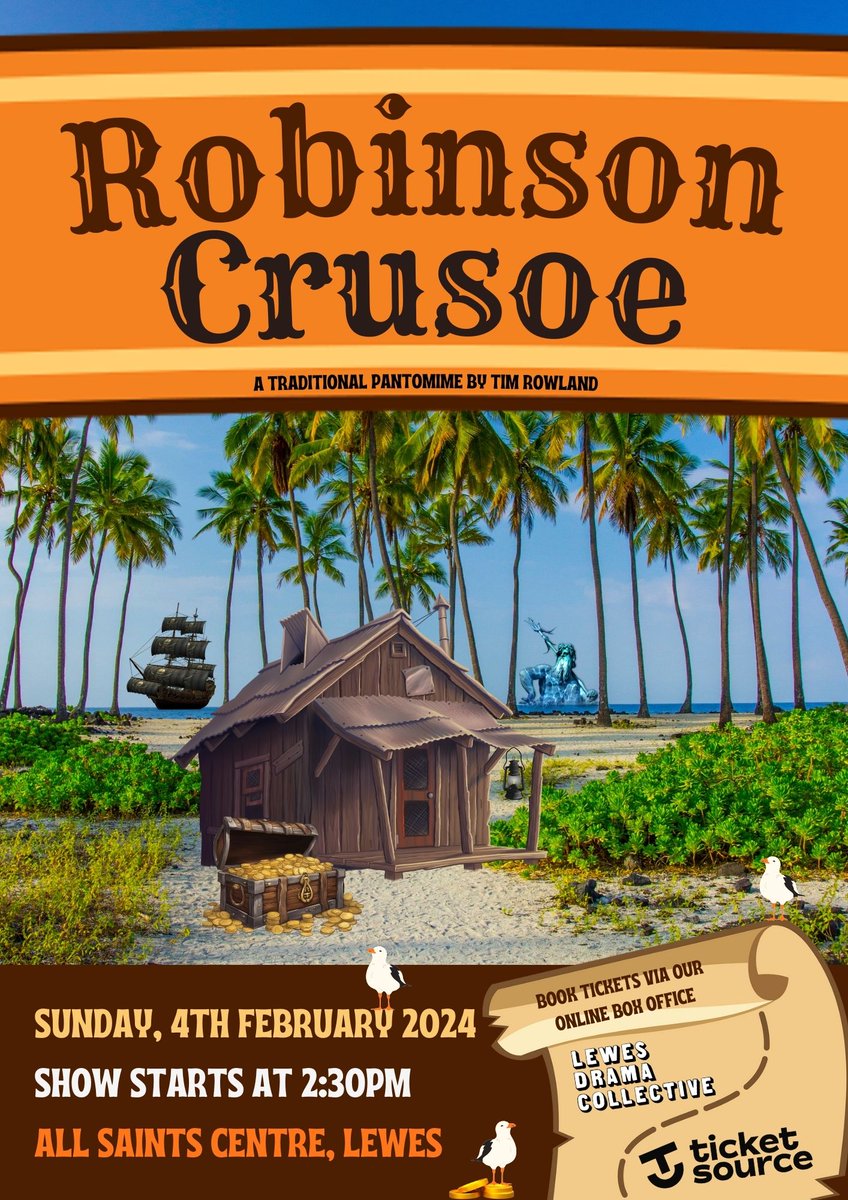 LewesDrama's tweet photo. Want to laugh away the January blues? Book tickets to our next show for the whole family - Robinson Crusoe: An Unforgettable Pantomime Adventure!
https://t.co/OR1kXB9CGr @TicketSource #Lewes #panto #BoxOffice #sussex #whatson https://t.co/hIN0bJe8hQ