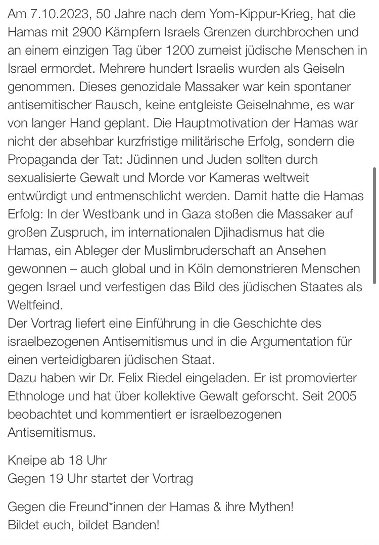 CGN_AG's tweet photo. #Antifa ConnAct: Die Freund*innen der #Hamas & ihre Mythen
jeden zweiten Donnerstag im Monat im #AZKöln
Ihr wollt antifaschistisch aktiv werden & sucht dafür Verbündete?
Dann kommt am Donnerstag, den 11.01 18 Uhr zur Antifa ConnAct ins Autonome Zentrum #Köln
Details s. Fotos https://t.co/CnDpqy1UoJ