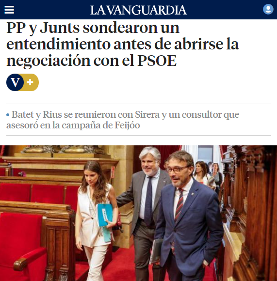 AlanBarrosoA's tweet photo. La cosa funciona así:

1. Intentas pactar con Junts la investidura de Feijóo.
2. No lo consigues.
3. Insultas a Sánchez por conseguirlo.
4. Propones ilegalizar a quien propusiste un pacto.

Plan redondo. Te propongo pactar y si no quieres, te ilegalizo. https://t.co/WbiaEdrmwS