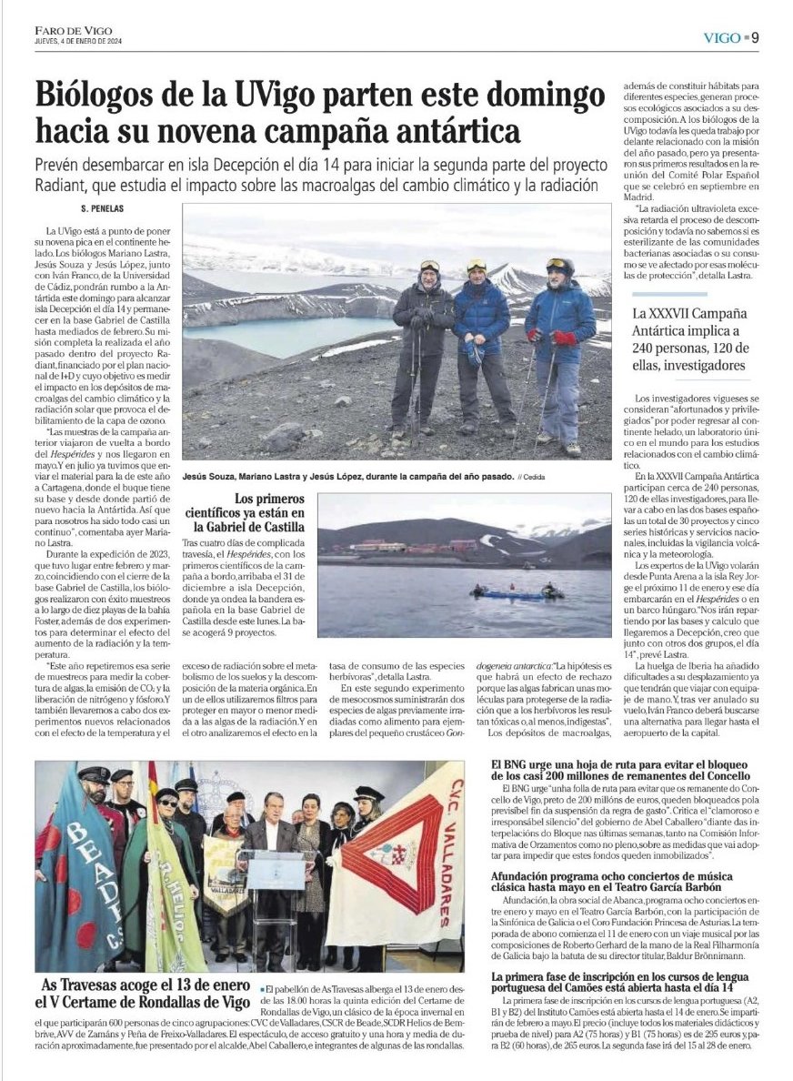 Cuenta atrás ⌛️ Este domingo <a href="/jsouzatroncoso/">Jesus Souza Troncoso</a> , Mariano Lastra y Jesús López  partirán camino de su novena campaña antártica 👣🗻

#RADIANT  
<a href="/CIM_Uvigo/">CIM UVigo</a> <a href="/uvigo/">Universidade de Vigo</a>