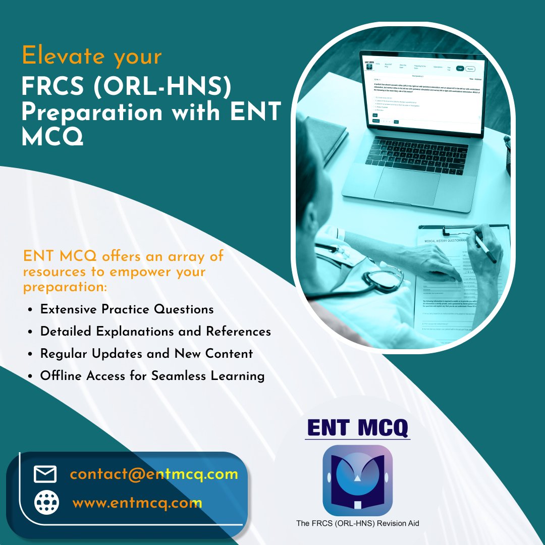 EntMcq's tweet photo. Get ready to ace your FRCS (ORL-HNS) exams with ENT MCQ, the ultimate preparation toolkit.
@BACO_ENTUK
@ENT_UK
@aceisUK @ENTIntegrate @BAPOJuniors 

𝐂𝐨𝐧𝐭𝐚𝐜𝐭 𝐮𝐬 𝐨𝐧 support@entmcq.com and visit us on https://t.co/6NC10a9qzH
 #FRCSORLHNS #OtoPrep #ENTExam #ENTResidents https://t.co/mYVlUoNPk1