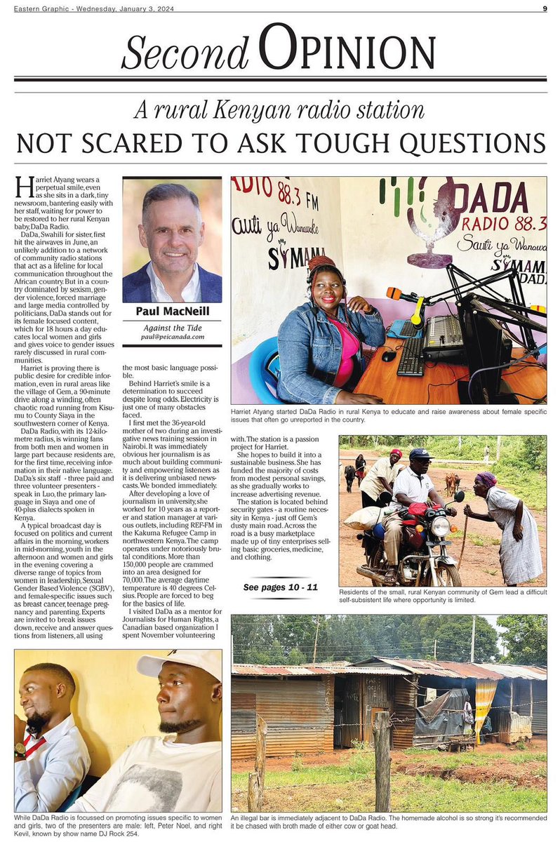 We're thrilled to see our work featured in the @easterngraphic Newspaper, Canada. This is a wonderful opportunity to share our story with a wider audience and raise awareness about the important work JHR Kenya is doing in the community. #communityimpact @jhrnews @PaulMacNeill