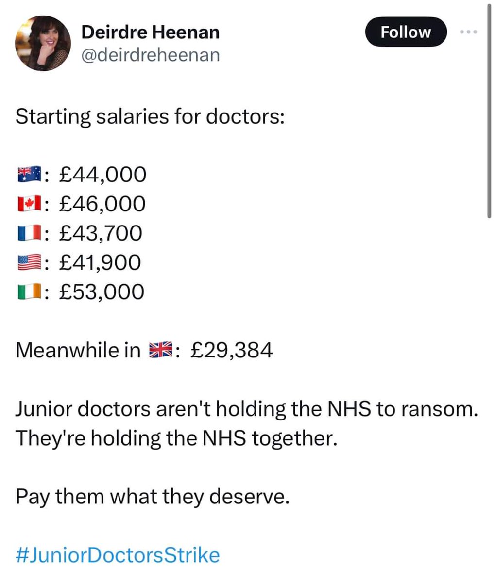 This corrupt Tory government have spent 13 years destroying the NHS.
Junior doctors are damn right saying enough is enough.
#GeneralElection2024 
#ToryCriminalsUnfitToGovern 
#JuniorDoctorsStrike