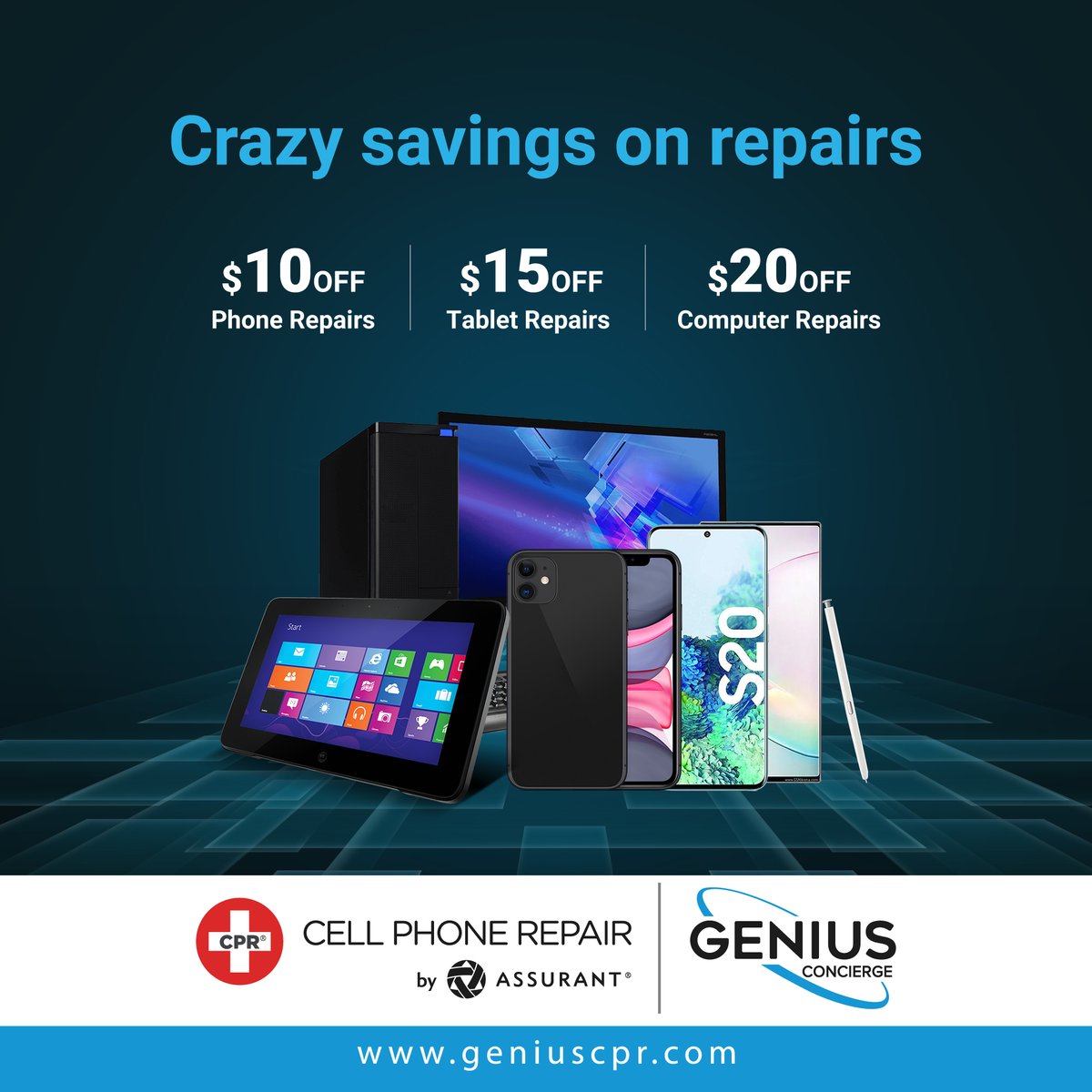 GeniusPhone_R's tweet photo. Our Crazy Savings is here to revolutionize the way you think about fixing your gadgets. 

🌐 : https://t.co/uGu1ugXbLM

#TechRepairSavings #FixAndSaveDeals
#GadgetRescueDiscounts #MobileFixDiscount
#TabletReviveSavings #ComputerRestorationDeals
#RepairAndSave #DeviceRecovery https://t.co/q4Xz4tdDyZ