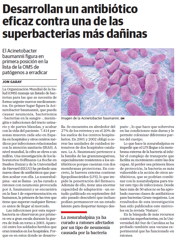 Una nueva arma contra las #SuperbacteriasEl antibiótico Zosurabalpina 💊🦠