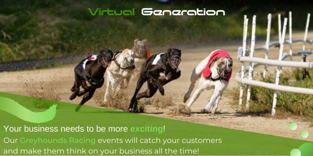 VGeneration01's tweet photo. Make your games get to more with us!
Maximize your earnings! Greyhounds races have always been part of top of the racing games, Virtual Generation offers you the best. Take the chance and be part of our multi platform Greyhounds Racing available for Retail, Web, and Mobile! https://t.co/XShOfxt4bi