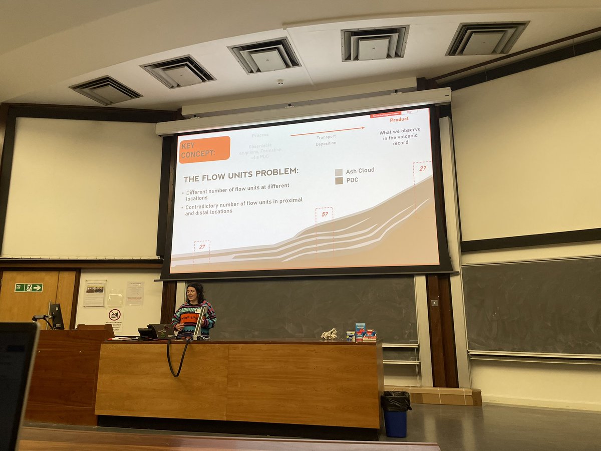 The_Volcano_Guy's tweet photo. Fantastic @vmsg2024 talk by @Nemiwall on moisture in PDCs, arguably on the best aspects of volcanology (totally not biased…) @ComVolcSeds 🌋😍 https://t.co/r2P4CLQrag