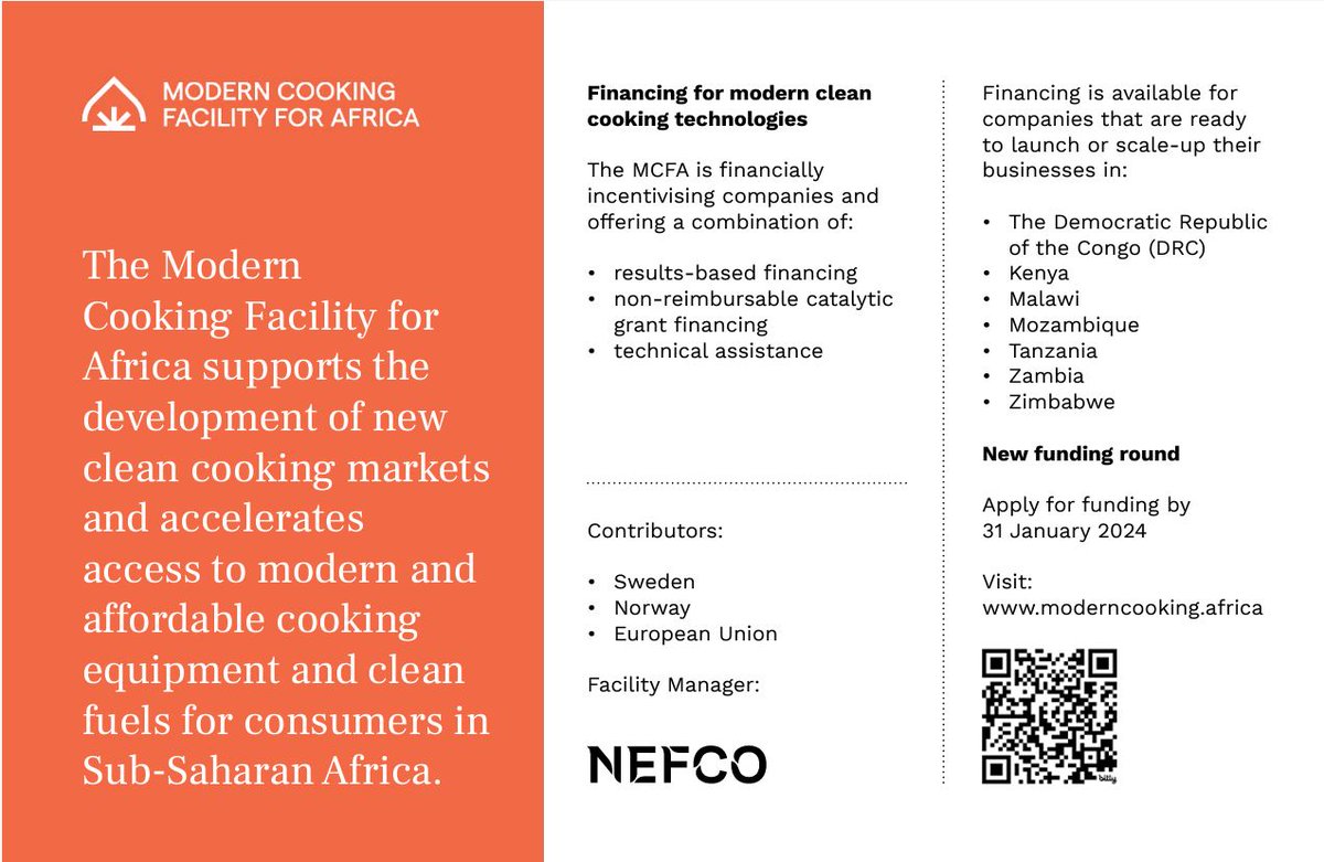 TACCS_org's tweet photo. TACCS invites all interested parties to a hybrid meeting on 10th January 2024 in Dar, to introduce and discuss among other things, the funding opportunity for clean cooking in Tanzania by @MCFAfrica 

Physical: Protea Hotel-Courtyard, from 8 a.m
Online: https://t.co/A6Qhfc1VZG https://t.co/UkWIoQ5iXZ