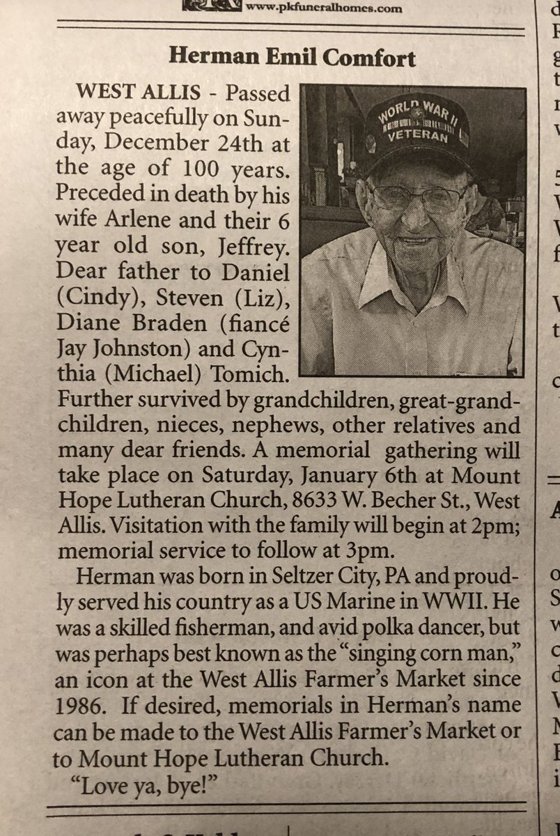 frigof's tweet image. I purchased 2 cobs of corn from Herman at the West Allis Farmer’s market. He gave me 8.  When I told him, “I only wanted 2”, he smiled with a twinkle in his eye and said “You’ll take what I give you”.   It was the most wonderful corn I have ever had in my life 🌽🌽😀