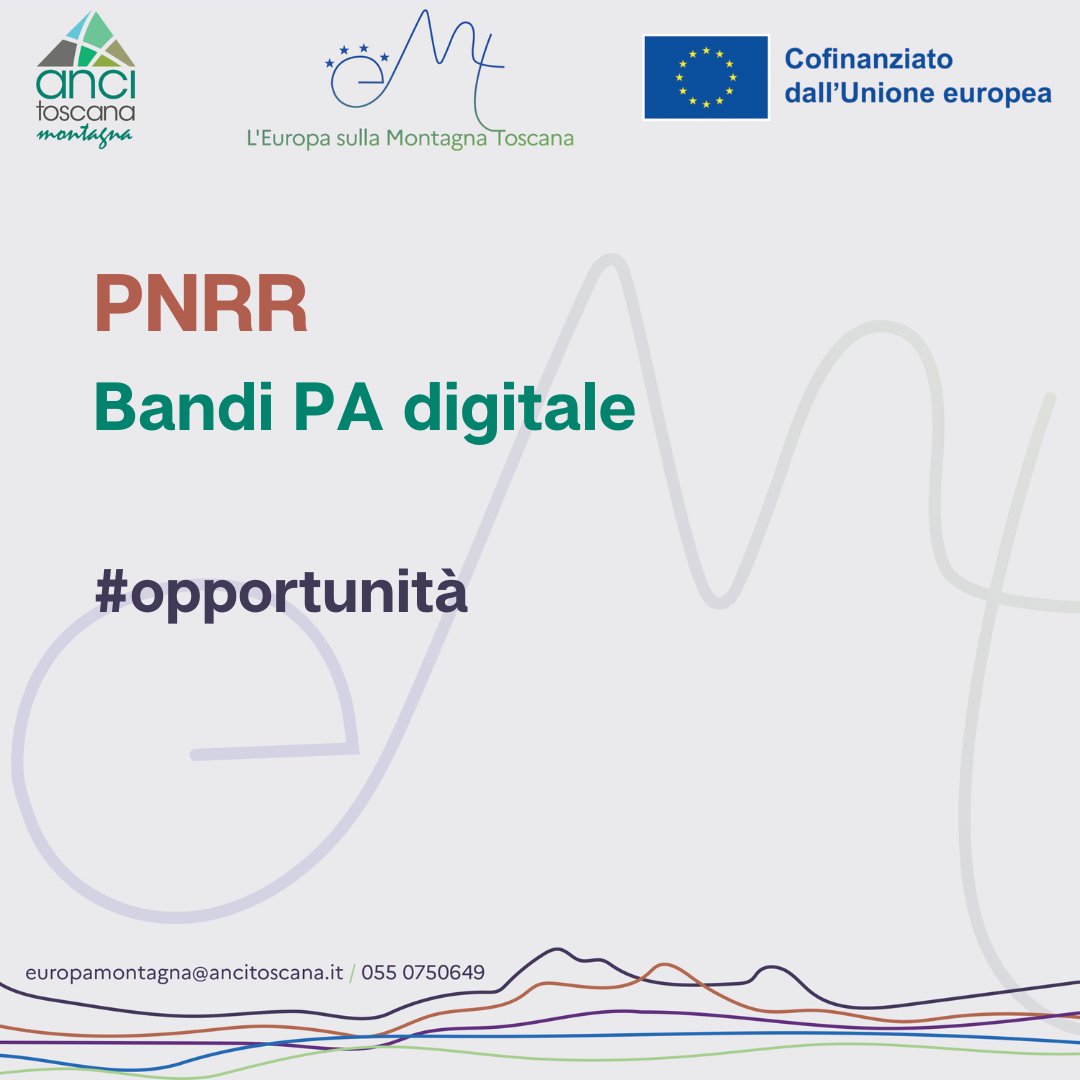 #PAdigitale sono molti gli Avvisi ancora aperti per accompagnare gli Enti Locali, le scuole, le Università e gli Istituti di ricerca, le Agenzie Regionali Sanitarie e le Aziende Ospedaliere nel processo di transizione digitale
➡️padigitale2026.gov.it
#EuropasullaMontagnaToscana