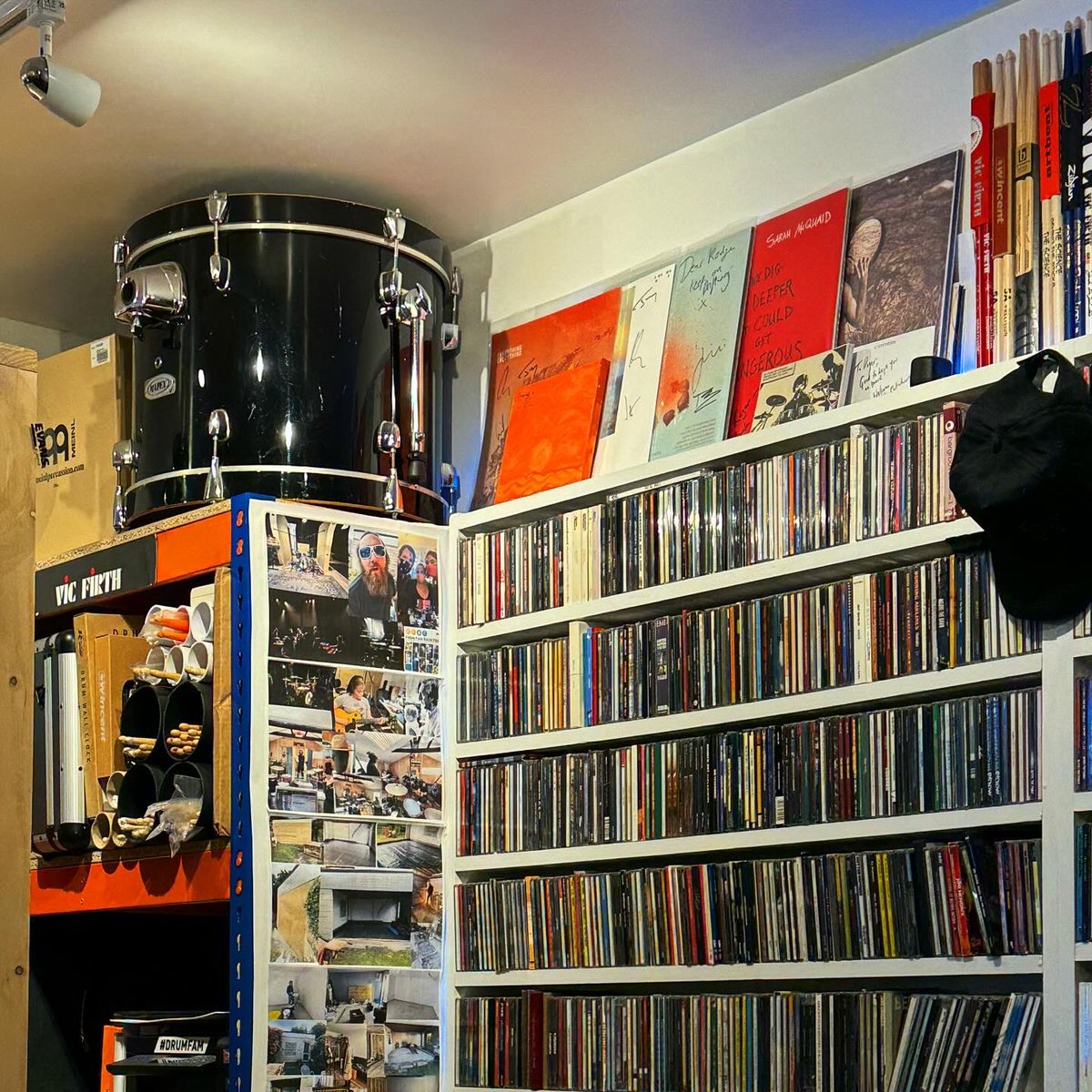 sarahmcquaid's tweet photo. Made it to #Wadebridge! Nice to see my #StBuryanSessions &amp; #DigAnyDeeper #LPrecords getting pride of place in #RogerLuxton’s studio! So looking forward to spending the day here working w/Roger &amp; Martin @cacophonycotta1 — see previous post for explanation of what we’re up to. https://t.co/0WZ4ikMVQZ