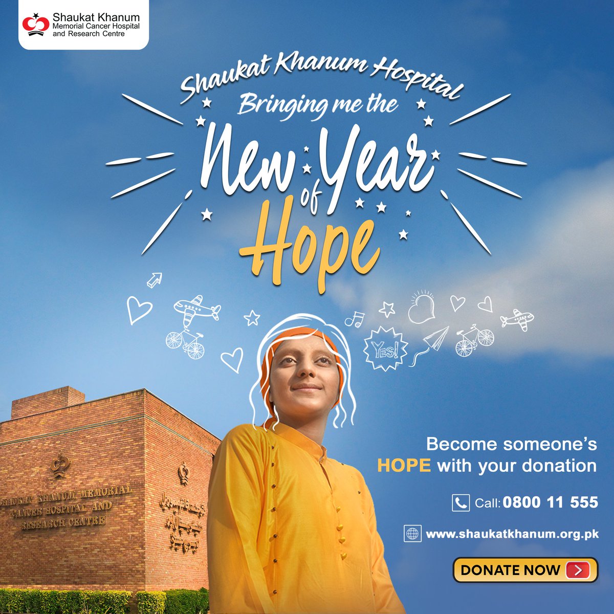 SKMCH's tweet photo. Embrace the spirit of the New Year by extending your resolutions beyond personal goals.
Donate now and become someone's HOPE with your donation.
Call: 📞0800 11 555
WhatsApp 0300 0666 363
Donate Online: https://t.co/SU7GpKhzYU
#NewYearOfHope #SKMCH #MyNewYearResolution https://t.co/gZRohfzQs8