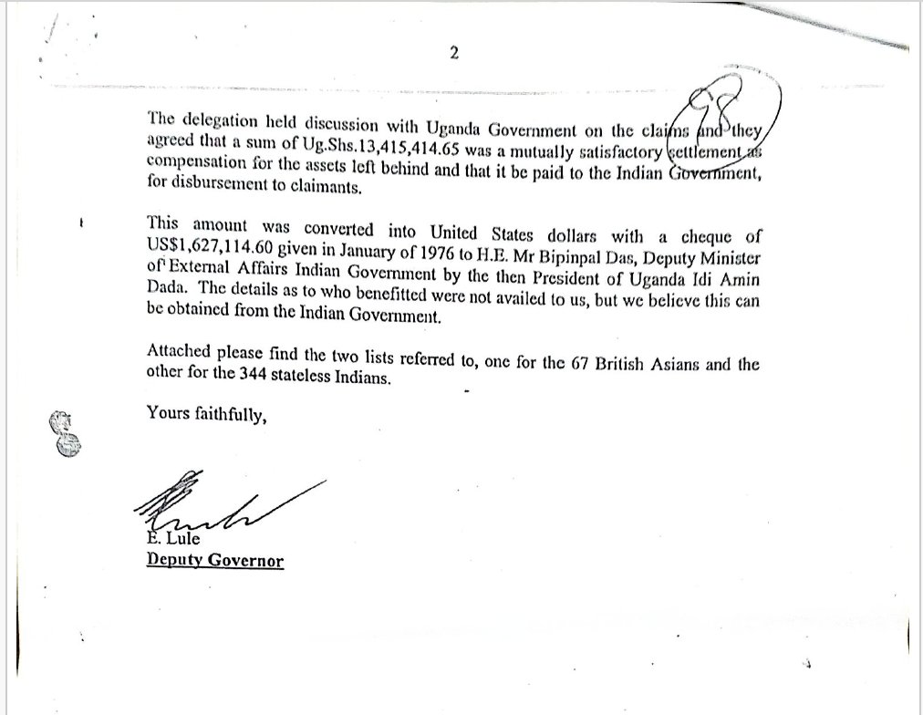 YusufSerunkuma's tweet photo. On 7 June 1999, then Deputy Gov. Bank of Uganda, E. Lule, wrote to Maj. Noble Mayombo about the (compensation of) expropriated properties.  

Mayombo had asked BoU about which of those properties were occupied by the Ministry of Defence.

E. Lule was very generous in his response https://t.co/CePfZlJ43F